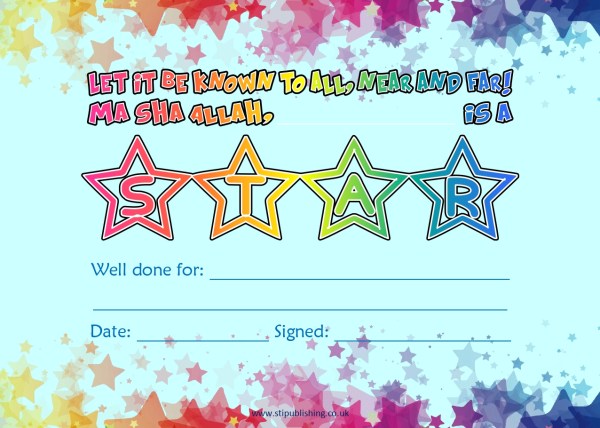 A5 Star Certificate (x10)