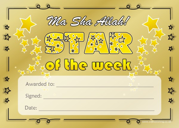 A5 Star of the Week Certificate (x10)