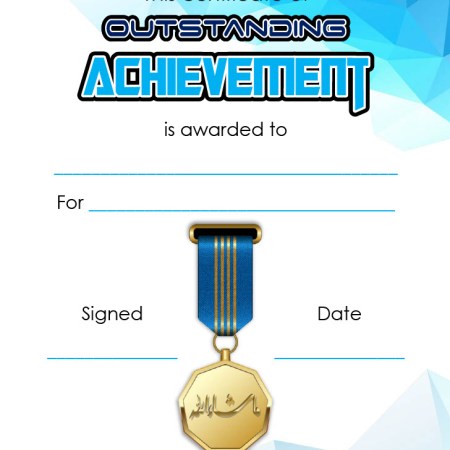 A5 Outstanding Achievement Certificate (x10)