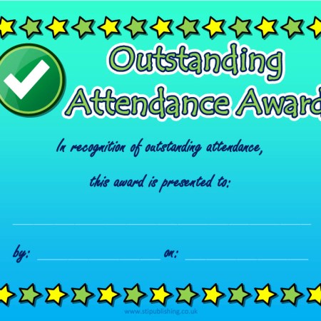 A5 Outstanding Attendance Certificate (x10)